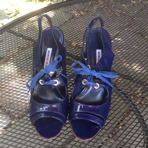 Manolo Blahnik Royal Blue High Heels with laces
